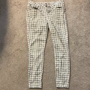 Gingham skinny jeans